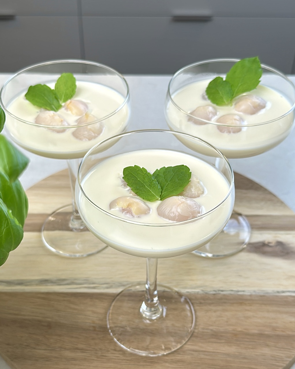 Litchi- och kokospannacotta