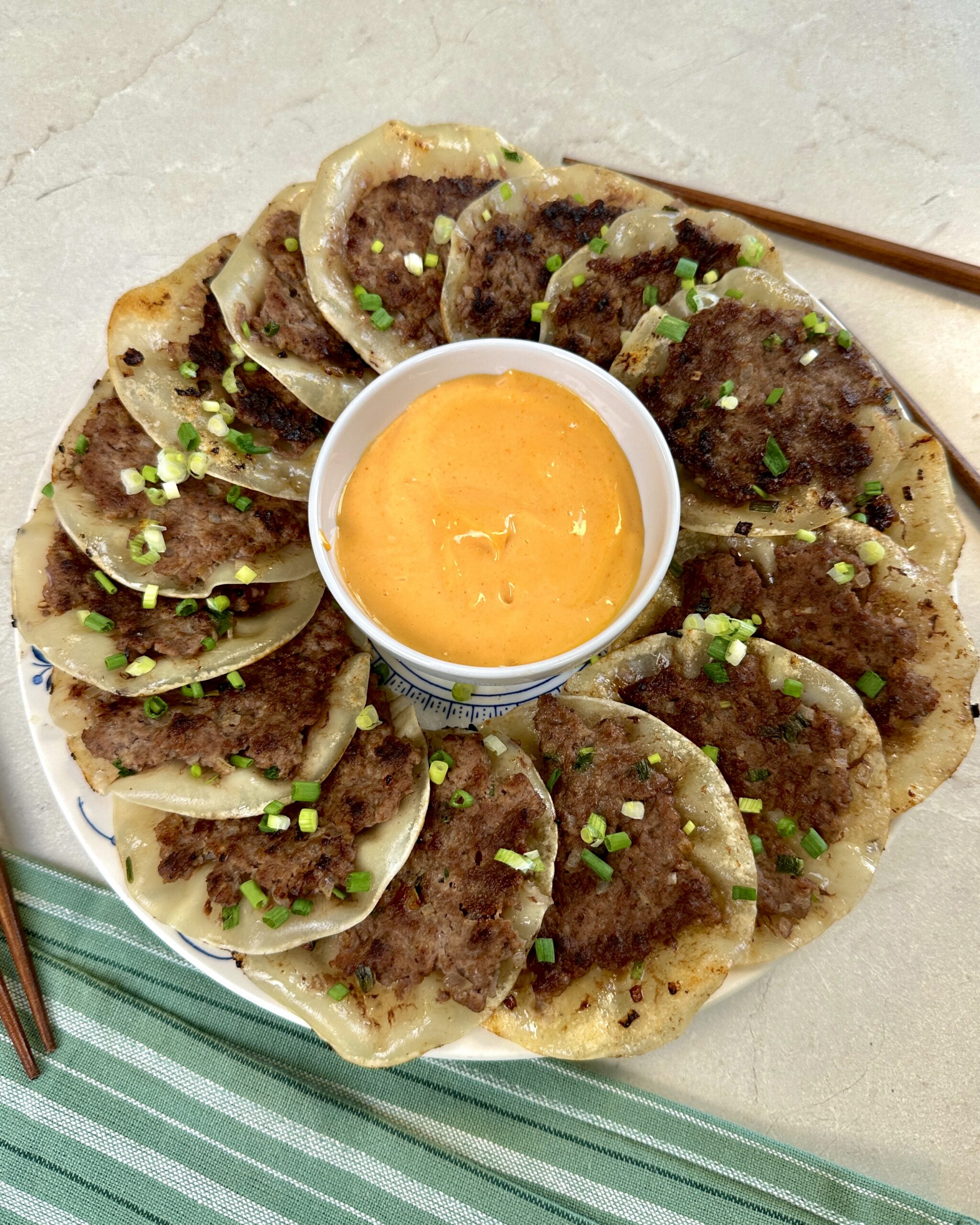 Smashed gyoza